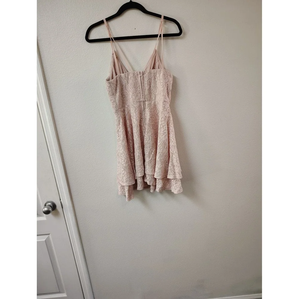Speechless Womens Blush Pink Floral‎ Lace Tiered Fit and Flare Cocktail Dress 5